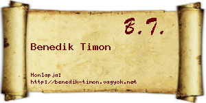 Benedik Timon névjegykártya